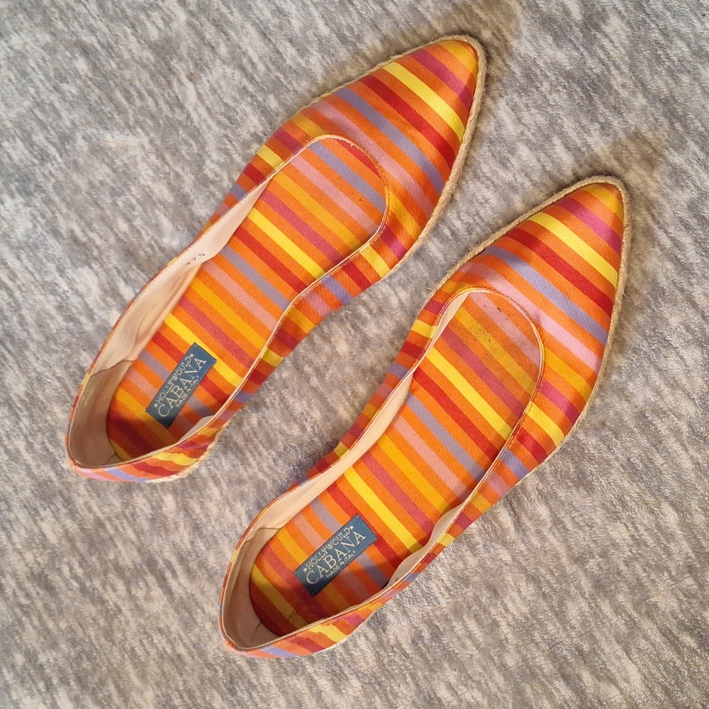 Bright orange multistripe  flat espadrille Hollywould Cabana 39.5